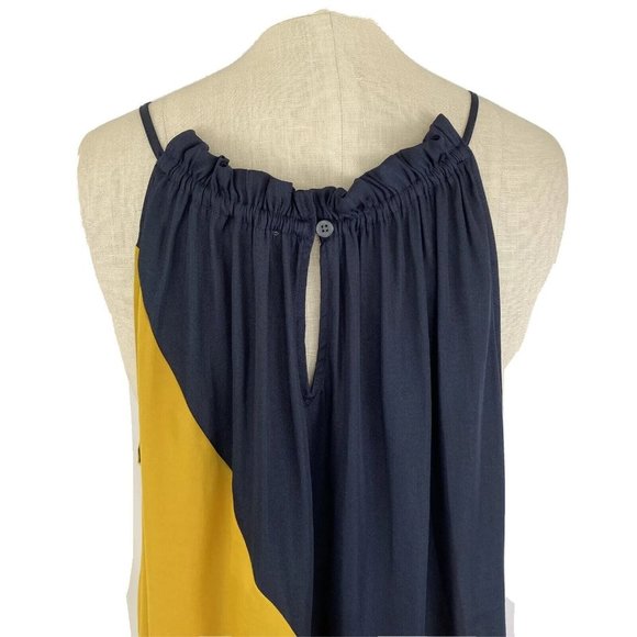 Loft Women's Top Petite PL Colorblock Blue Pink Yellow Halter Tank Blouse Flowy - Picture 6 of 10